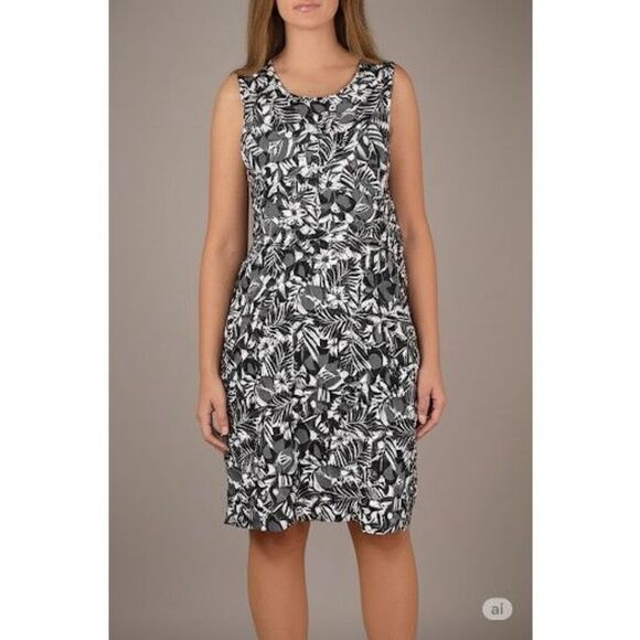 Title Nine Athleisure Sleeveless Dress size L Floral Gray Green - Picture 1 of 11